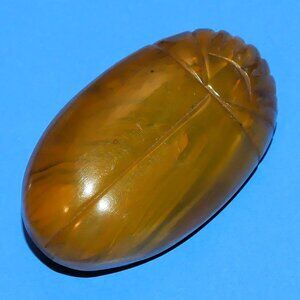 Vintage BAKELITE Carved Scarab Brooch Pin Marbled Beetle Bug Insect Old Rare